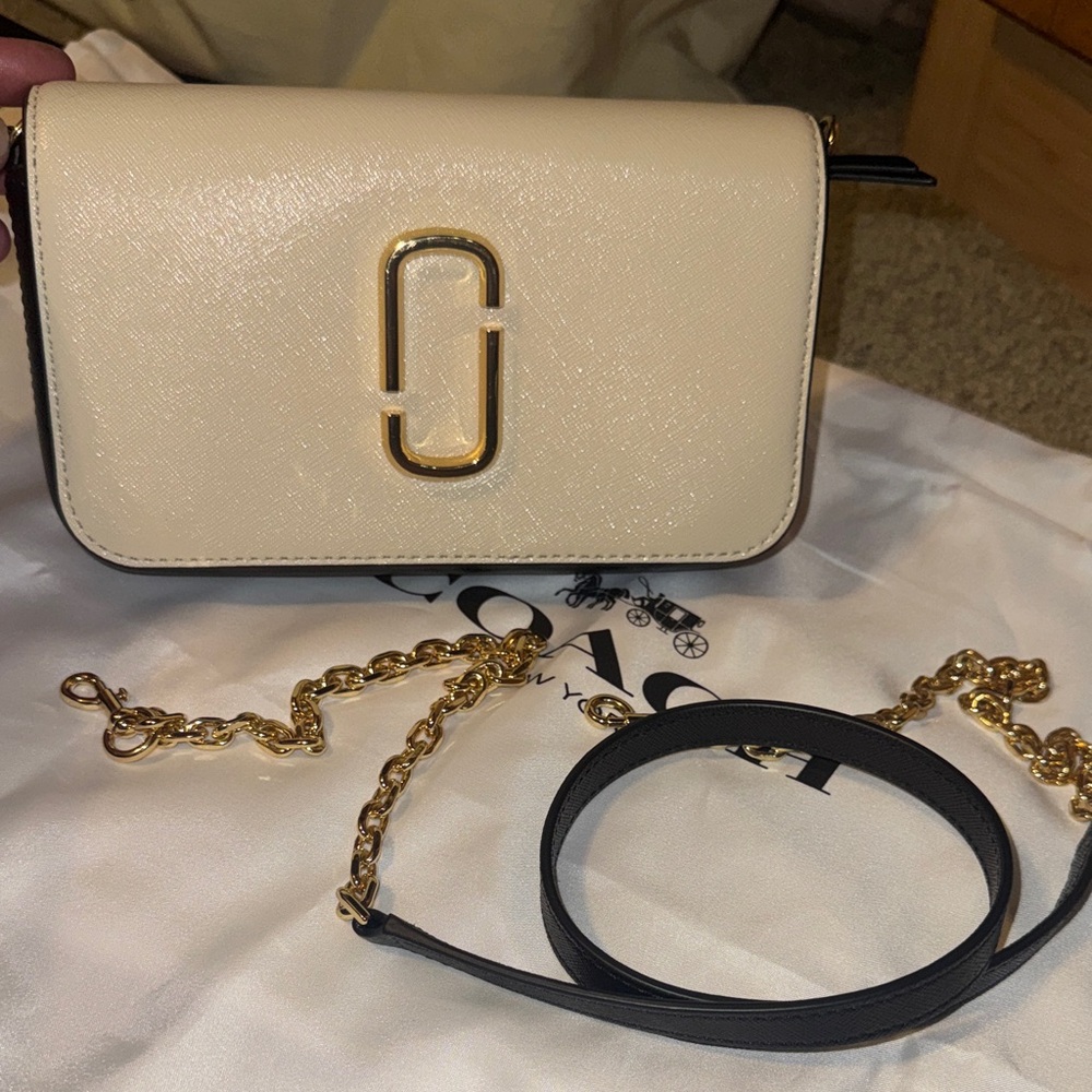 Marc Jacobs Cream Crossbody Bag with Gold Accents